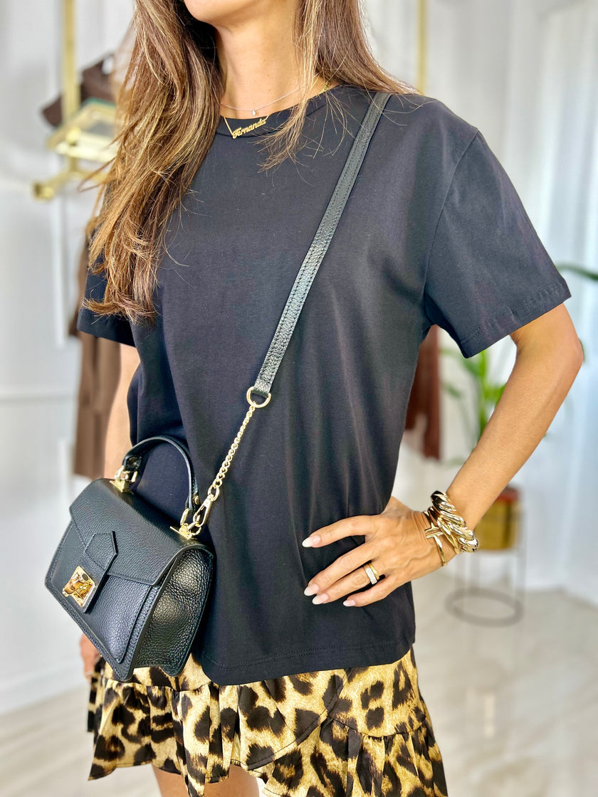 T-shirt in cotone Cassandra - Taglia Unica / Nero-Taglia Unica / Bianco