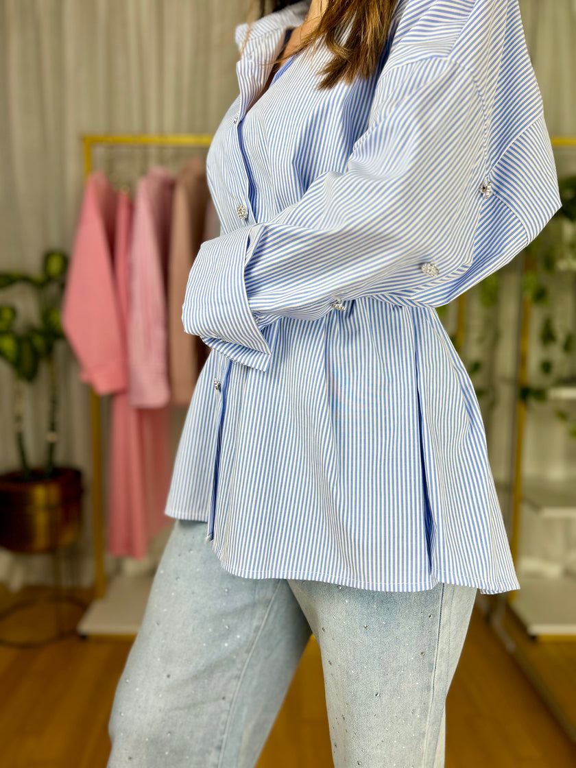 Camicia Gioia - Azzurro / Taglia unica / Righe Sottili-Azzurro / Taglia unica / Righe Medie