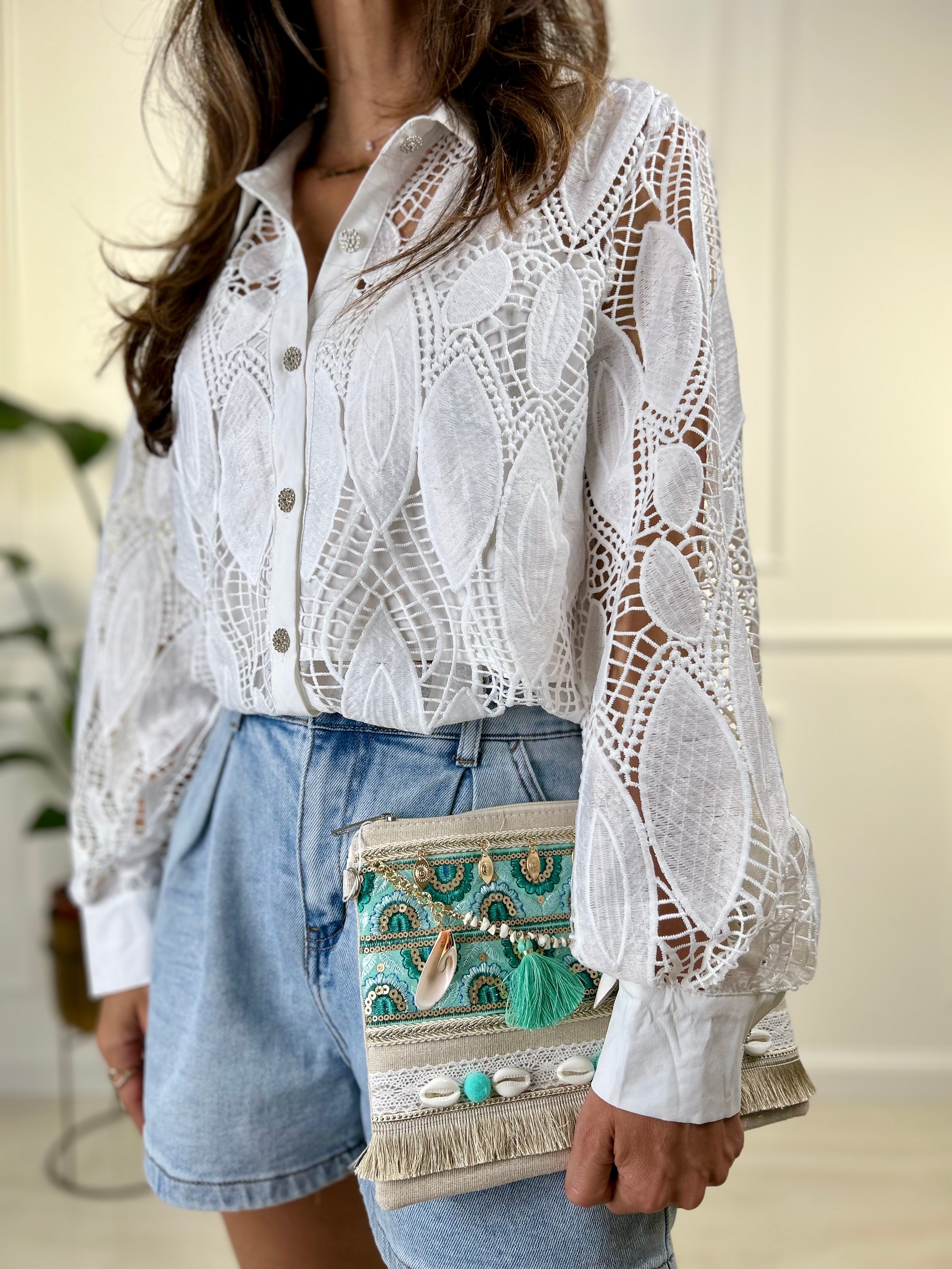 Pochette Santorini - Verde menta-Oro-Fucsia