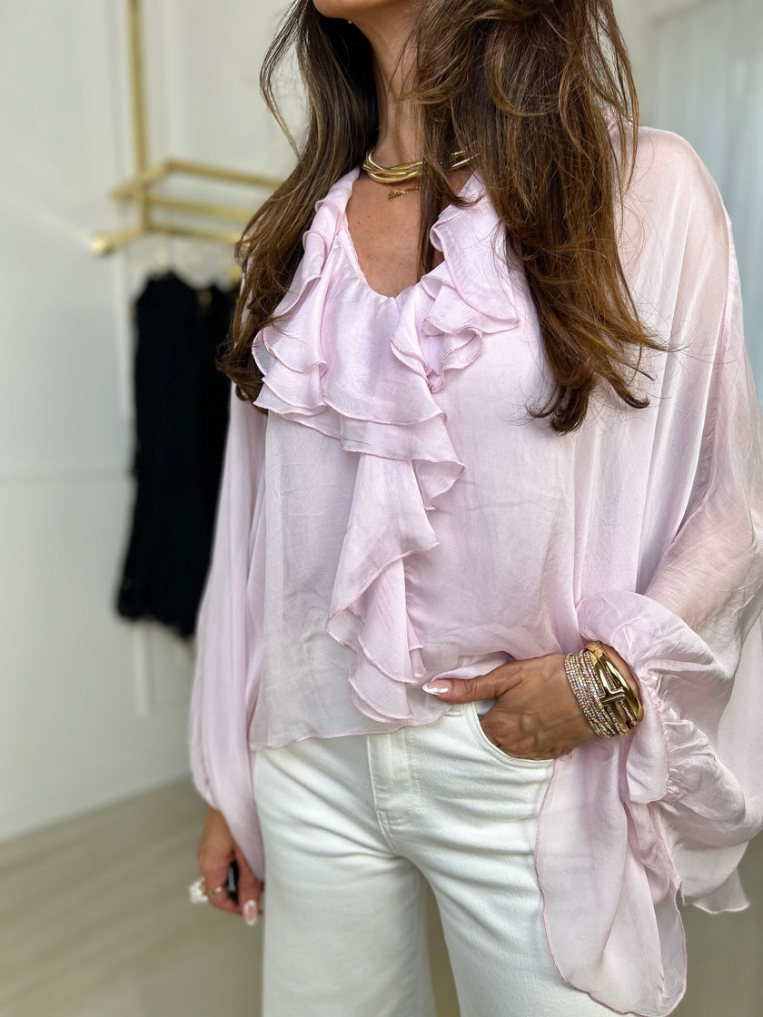 Blusa Aurelia - Azzurro / Taglia unica-Rosa / Taglia unica-Cioccolato / Taglia unica