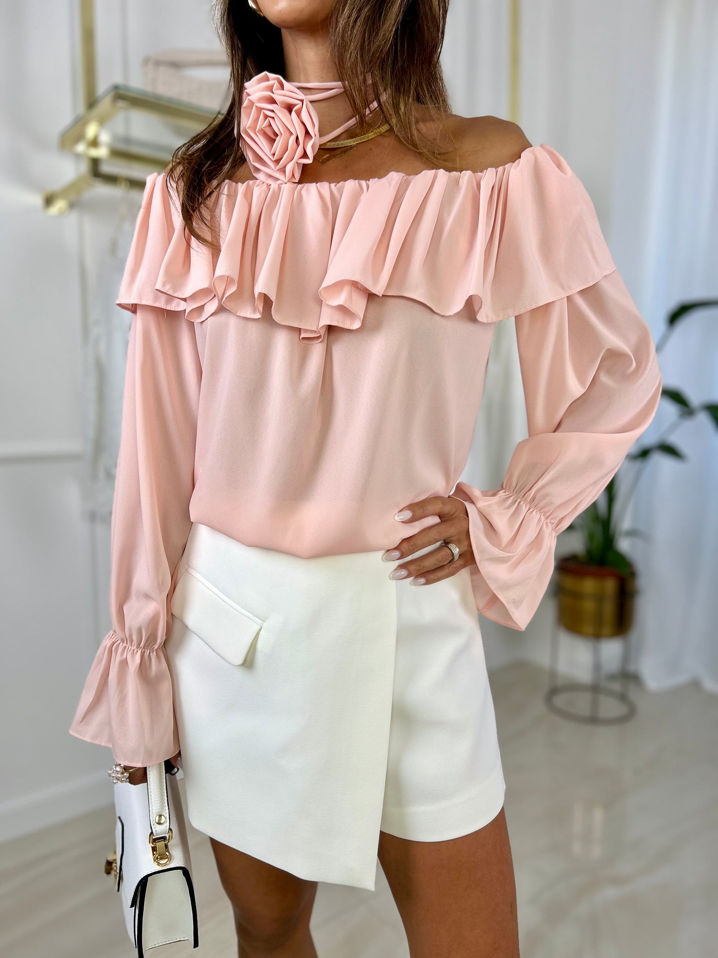 Blusa Giovanna - Rosa Antico / Taglia unica-Bianco / Taglia unica