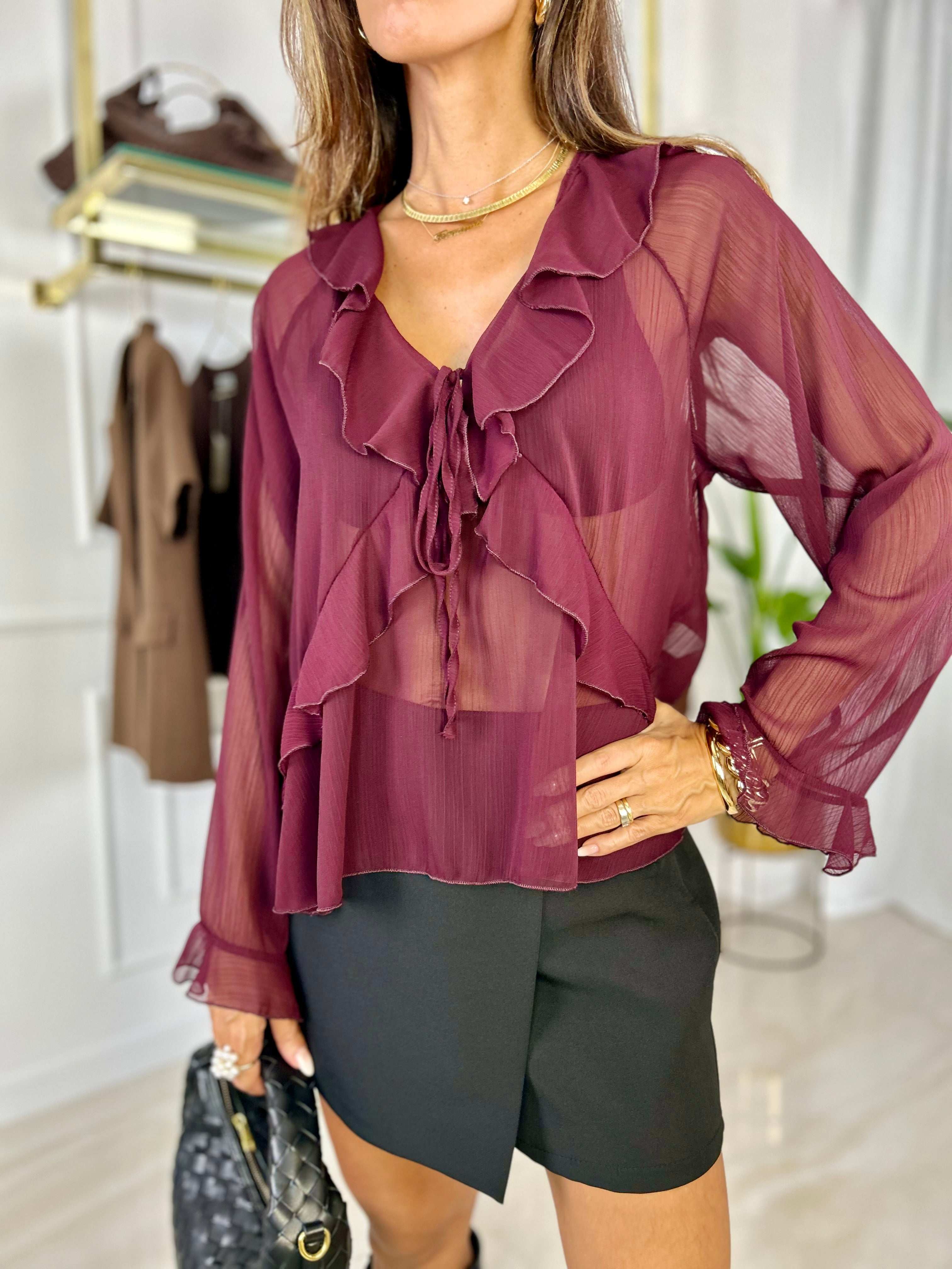 Blusa Milena - Vino / Taglia unica-Nero / Taglia unica