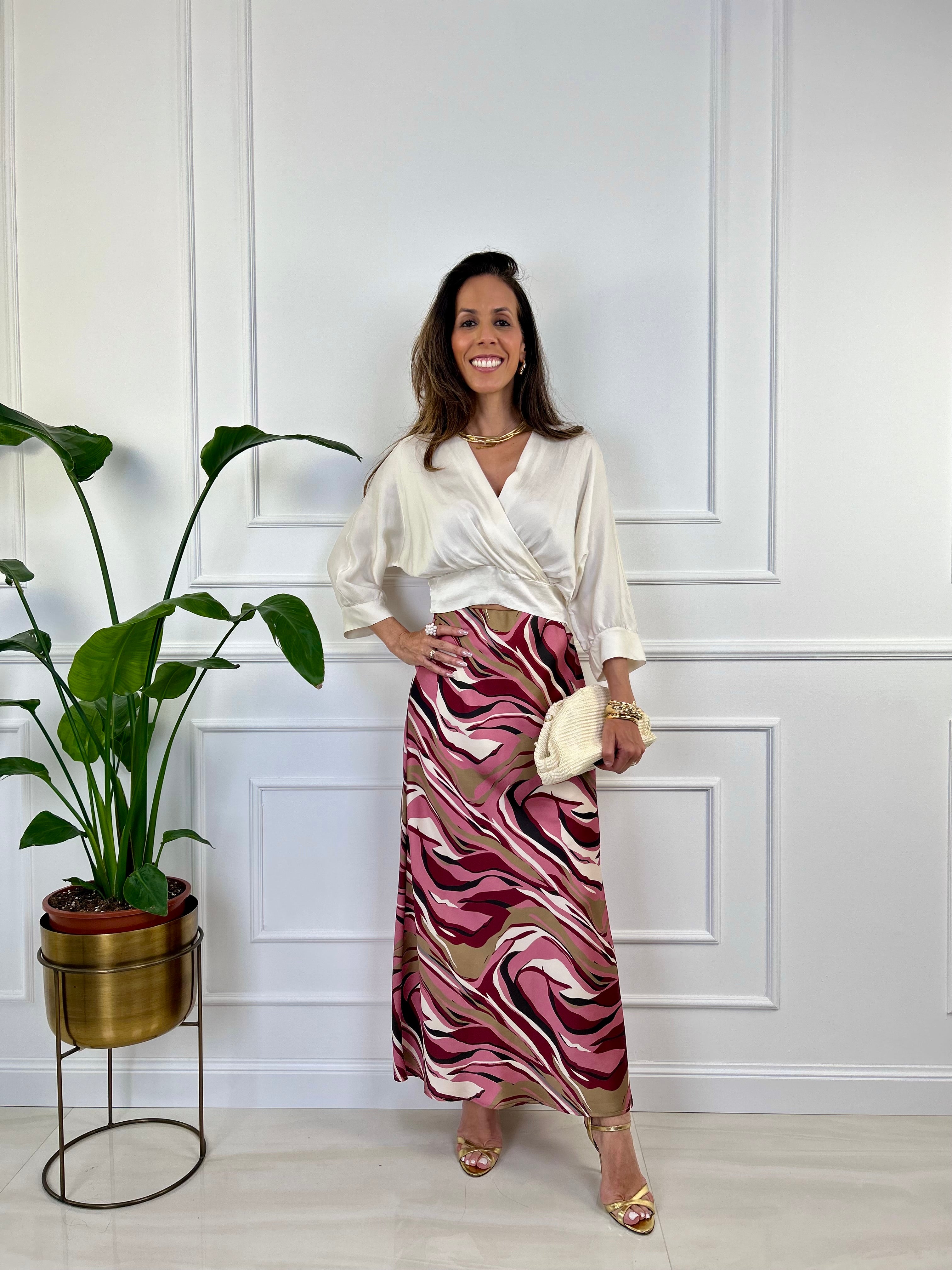 Blusa Olivia - Panna / Taglia unica-Marsala / Taglia unica