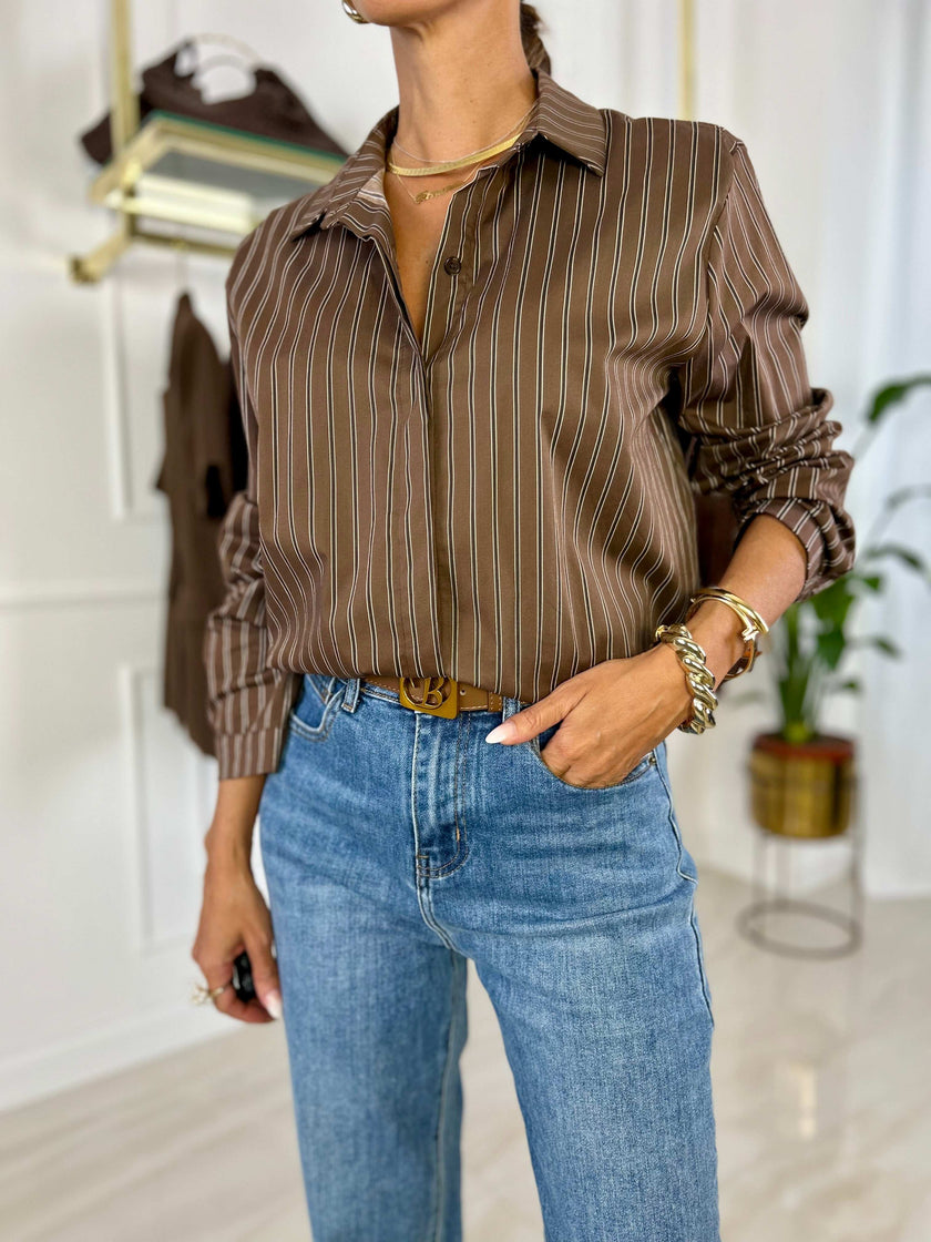 Camicia Arianna - Azzurro-Cioccolato