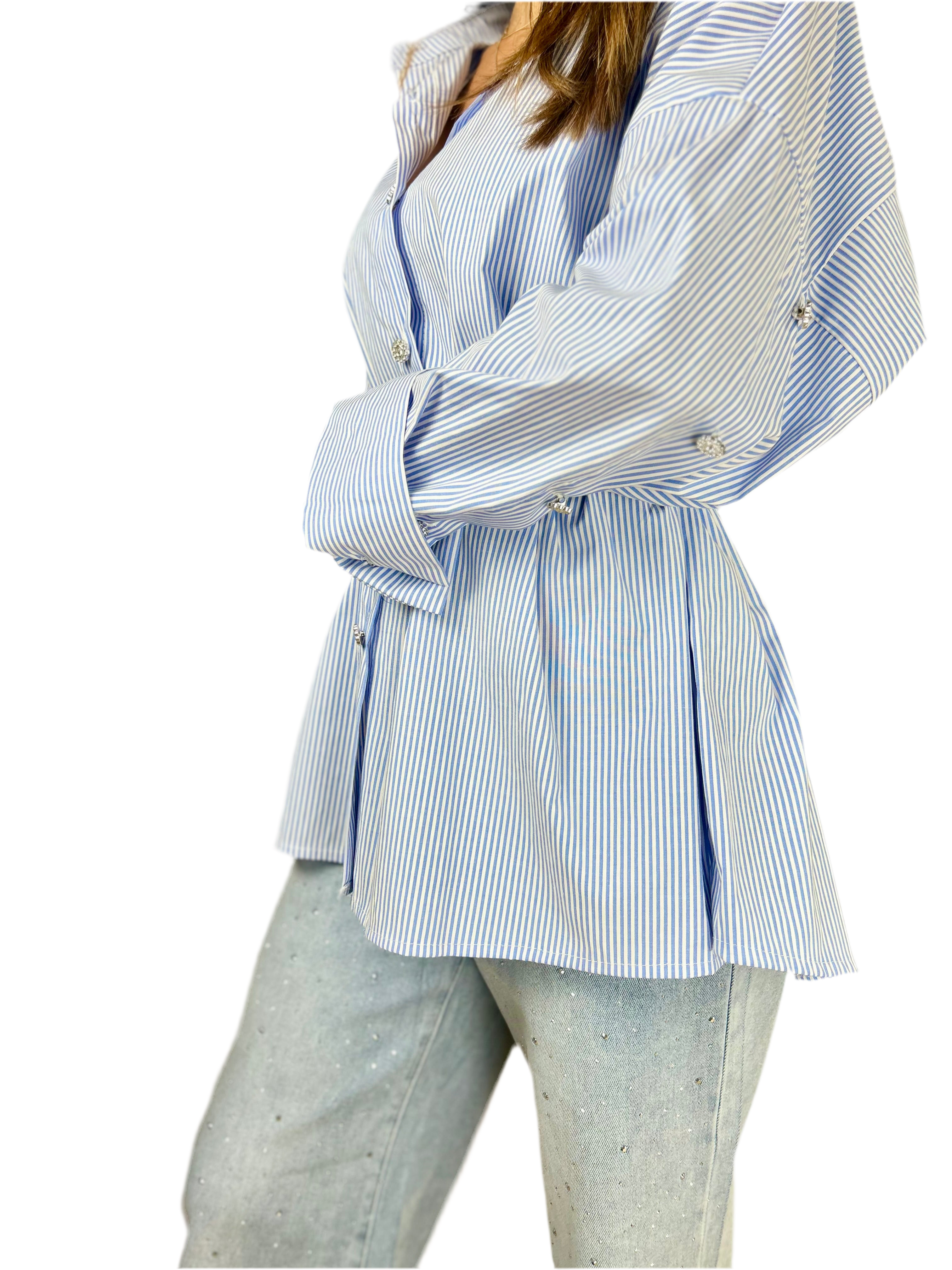 Camicia Gioia - Azzurro / Taglia unica / Righe Sottili-Azzurro / Taglia unica / Righe Medie
