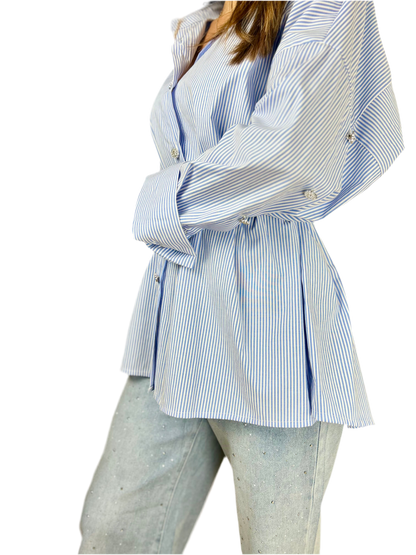 Camicia Gioia - Azzurro / Taglia unica / Righe Sottili-Azzurro / Taglia unica / Righe Medie