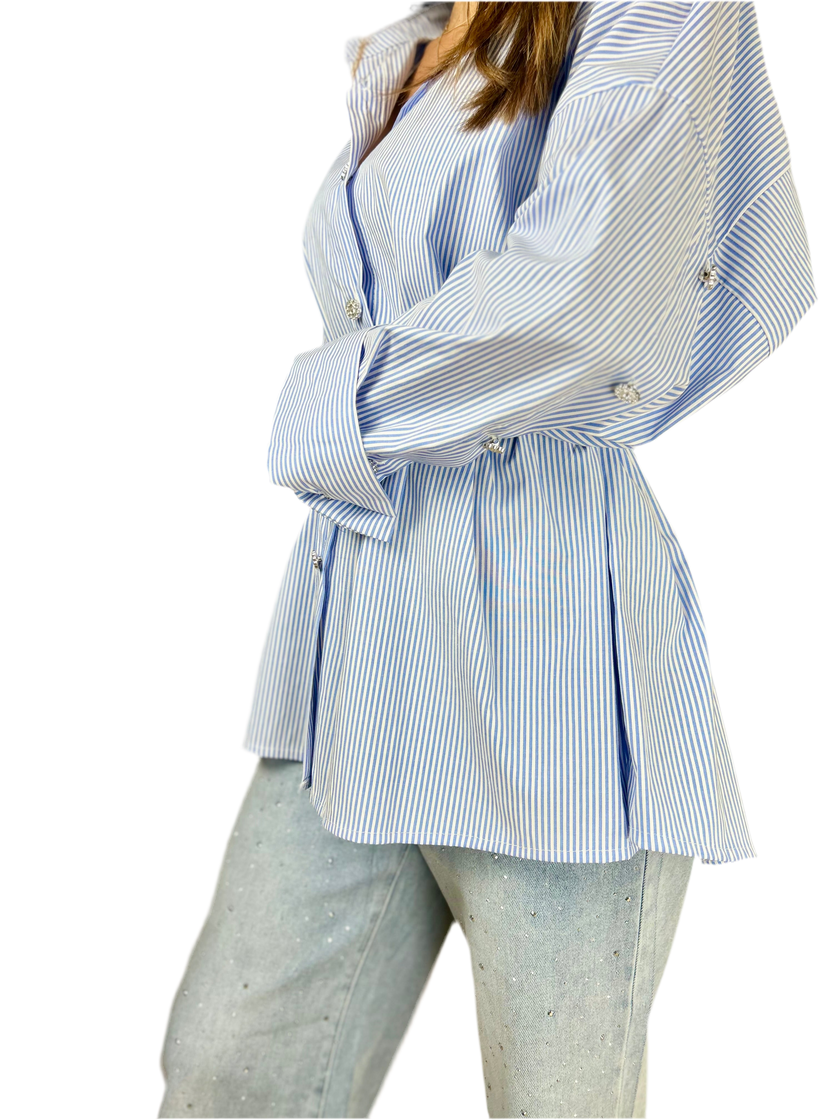 Camicia Gioia - Azzurro / Taglia unica / Righe Sottili-Azzurro / Taglia unica / Righe Medie