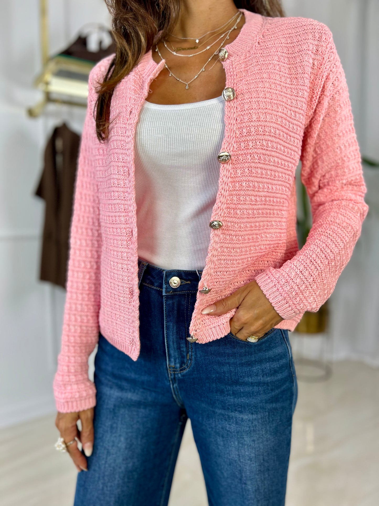 Cardigan Sonia - Azzurro / Taglia unica-Rosa Antico / Taglia unica-Beige / Taglia unica
