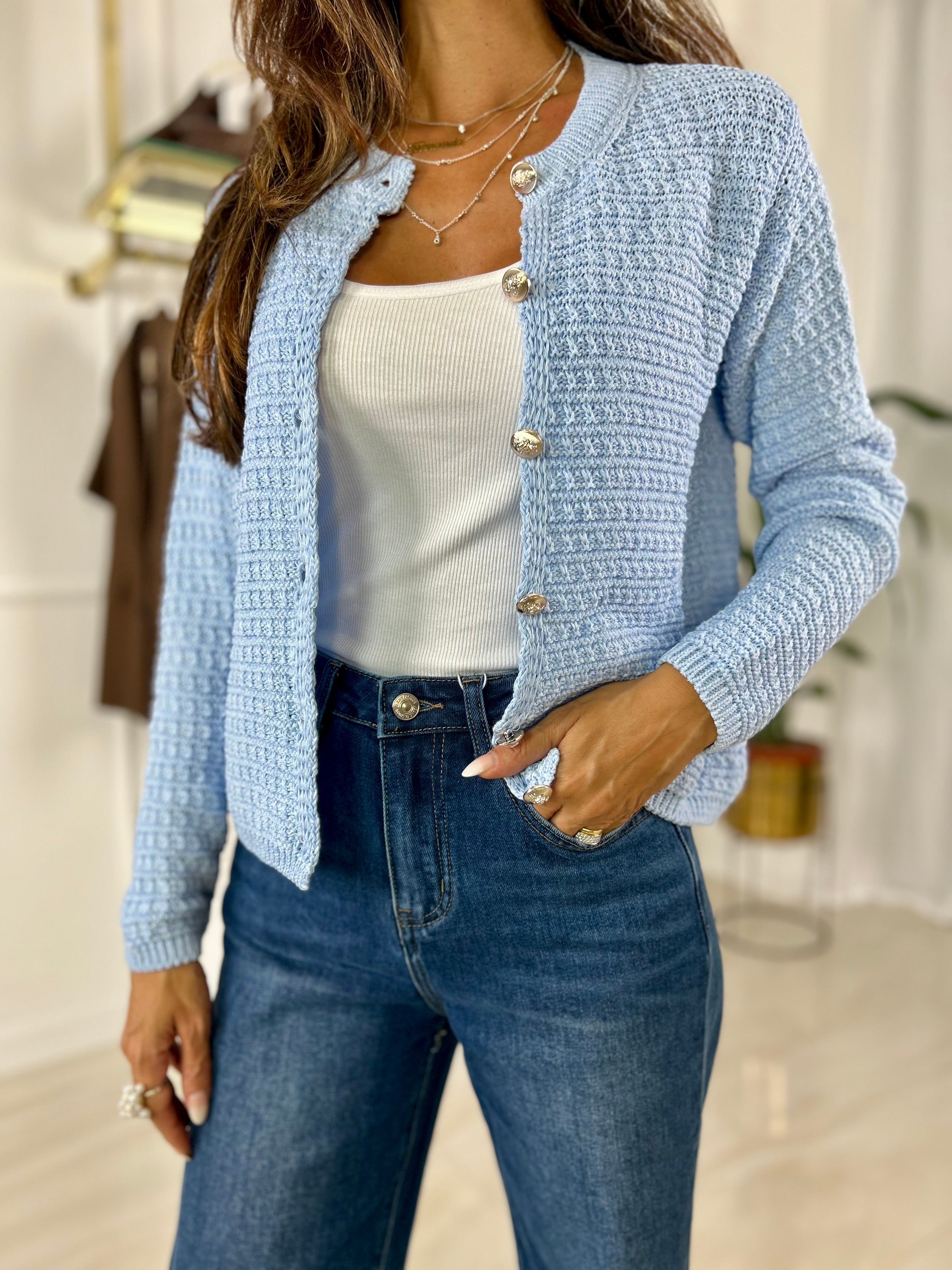 Cardigan Sonia - Azzurro / Taglia unica-Rosa Antico / Taglia unica-Beige / Taglia unica