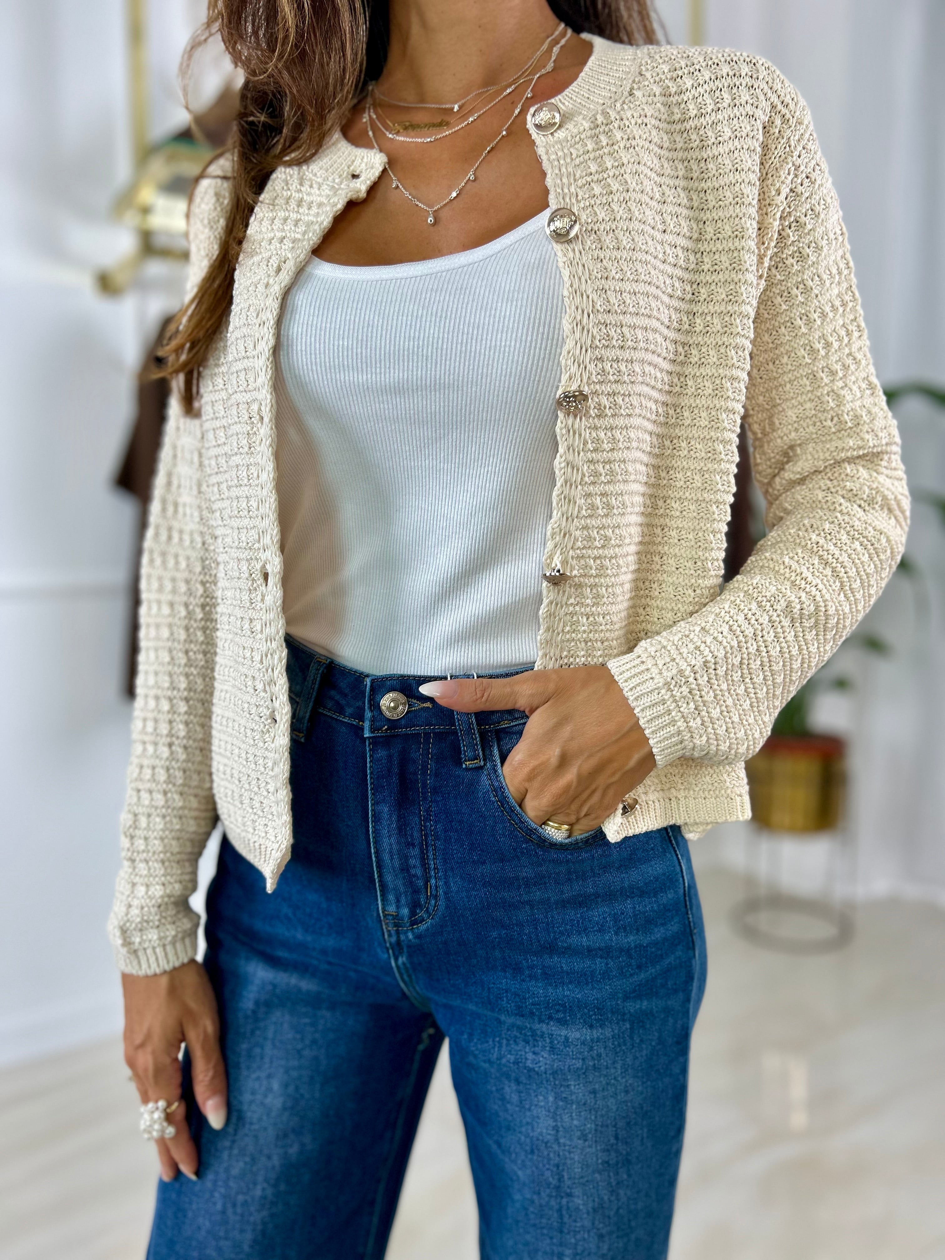 Cardigan Sonia - Azzurro / Taglia unica-Rosa Antico / Taglia unica-Beige / Taglia unica