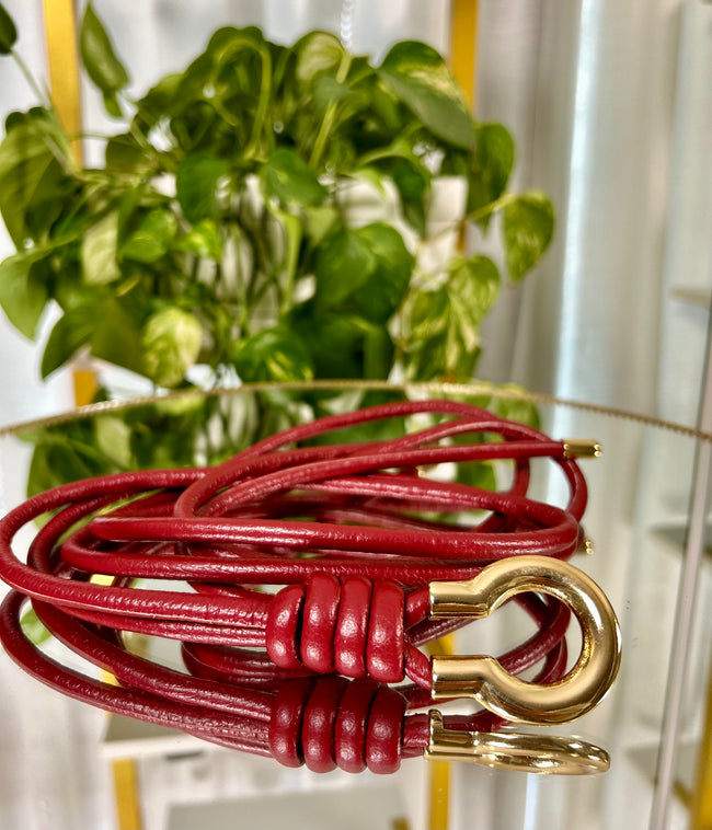 Cintura in pelle Ariela - Bordeaux / Taglia unica-Beige / Taglia unica
