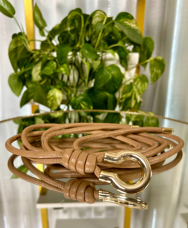 Cintura in pelle Ariela - Bordeaux / Taglia unica-Beige / Taglia unica