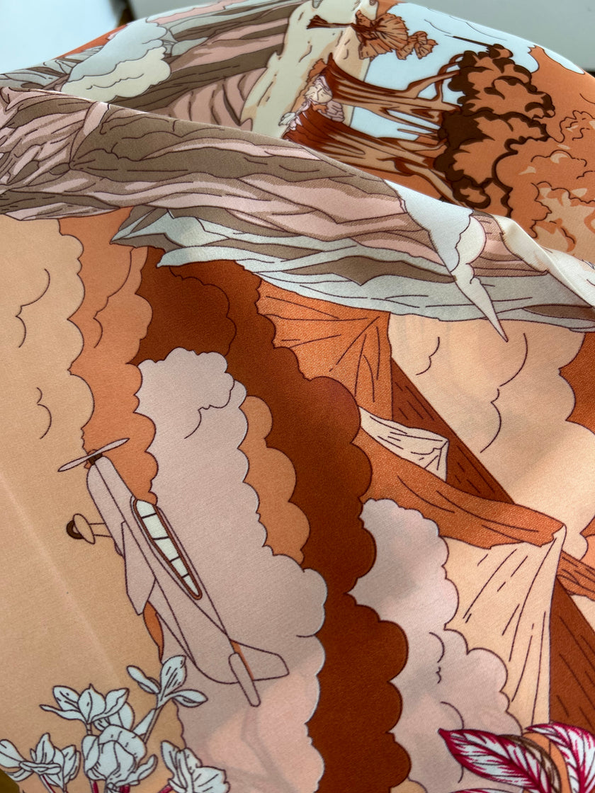 Foulard Amina - Blu notte-Cammello-Arancio-Cioccolato