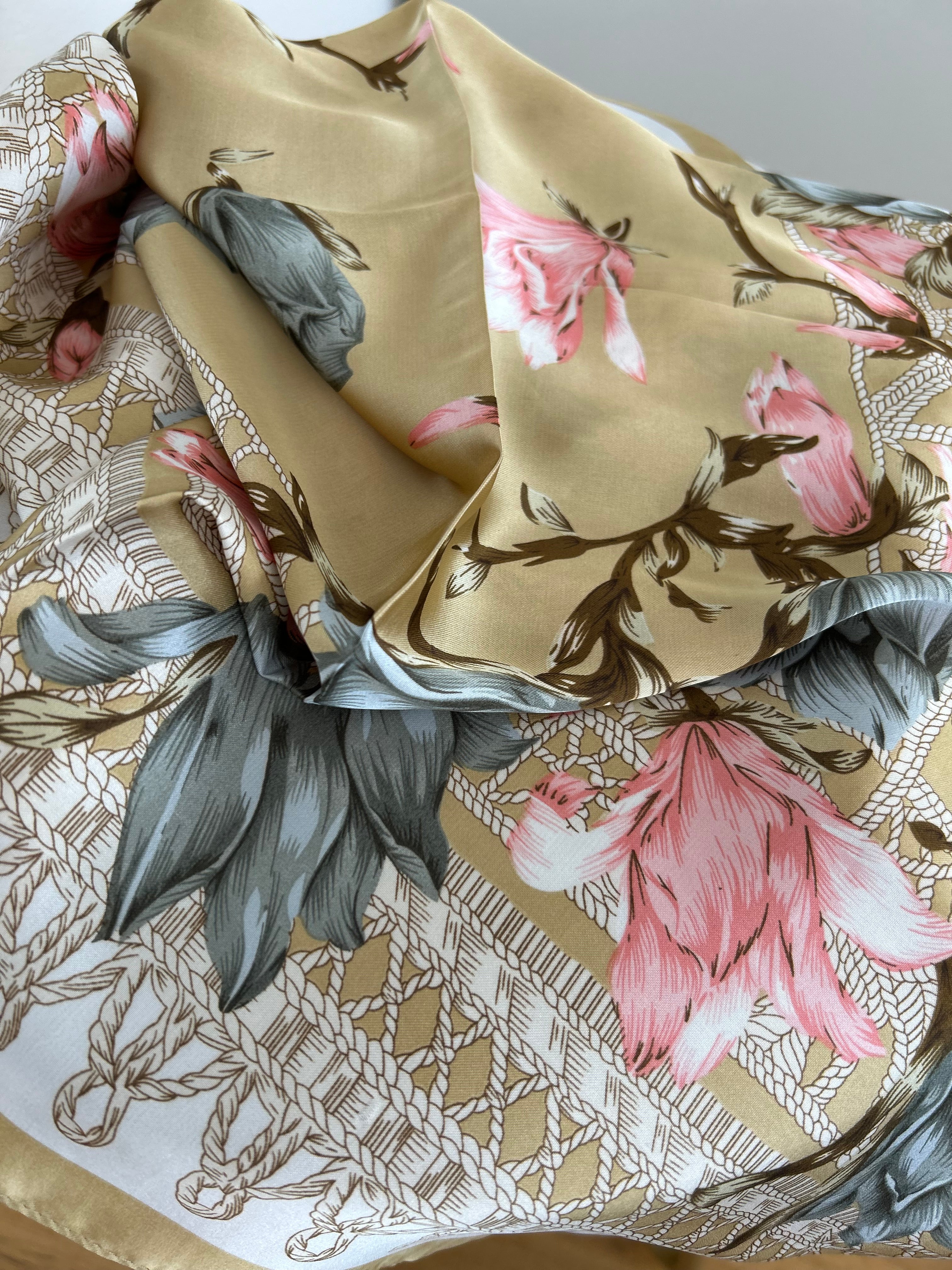 Foulard Amina - Blu notte-Cammello-Arancio-Cioccolato