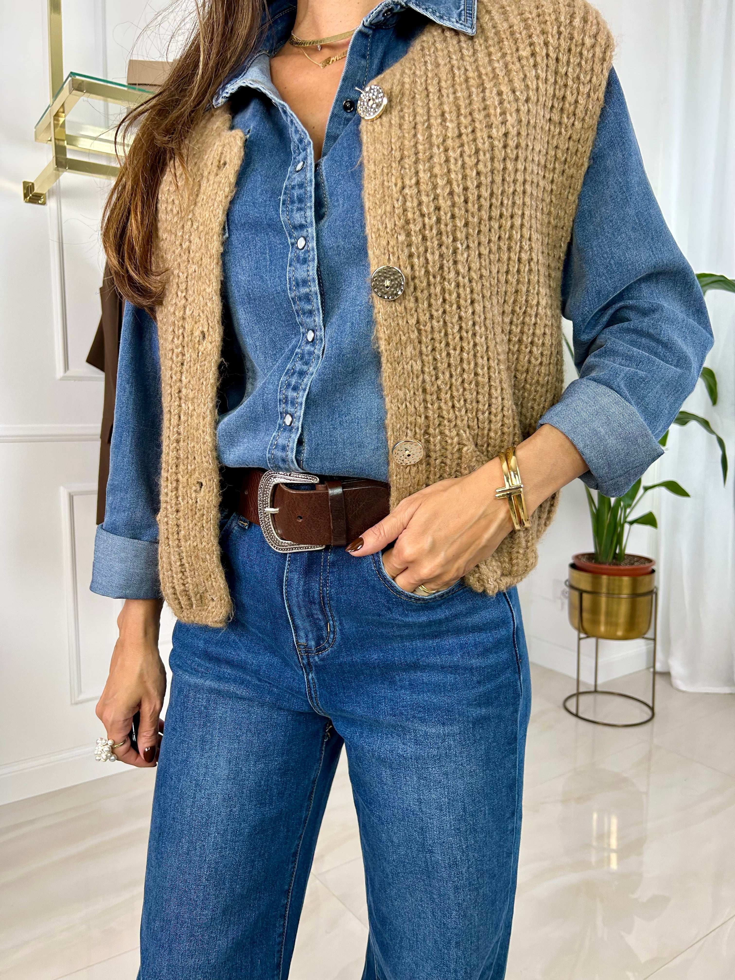 Gilet Talia - Panna-Bordeaux-Nero-Cioccolato-Biscotto