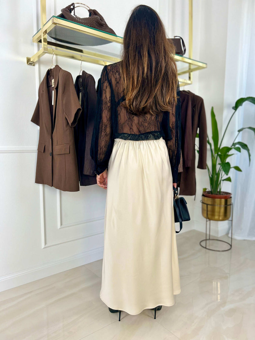 Gonna lunga Liz - Nero / S/M-Champagne / S/M-Nero / M/L-Champagne / M/L