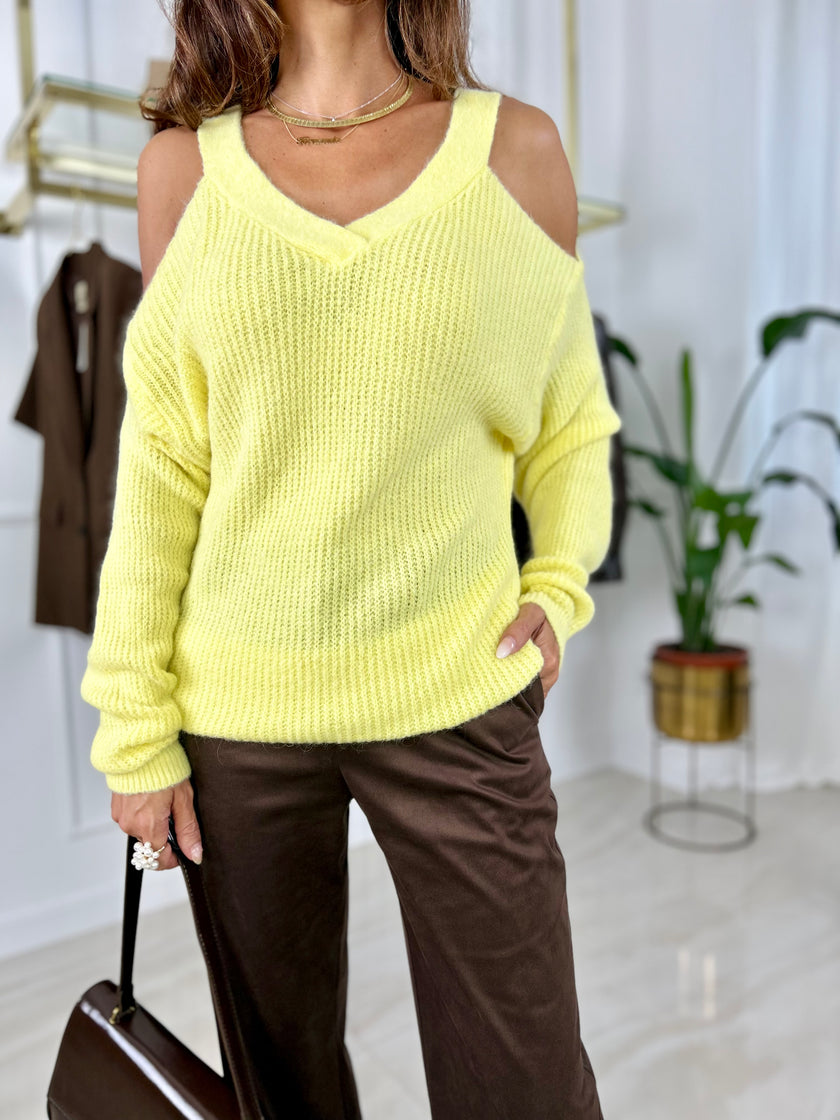 Maglia cut out Anna - Panna / Taglia unica-Giallo / Taglia unica