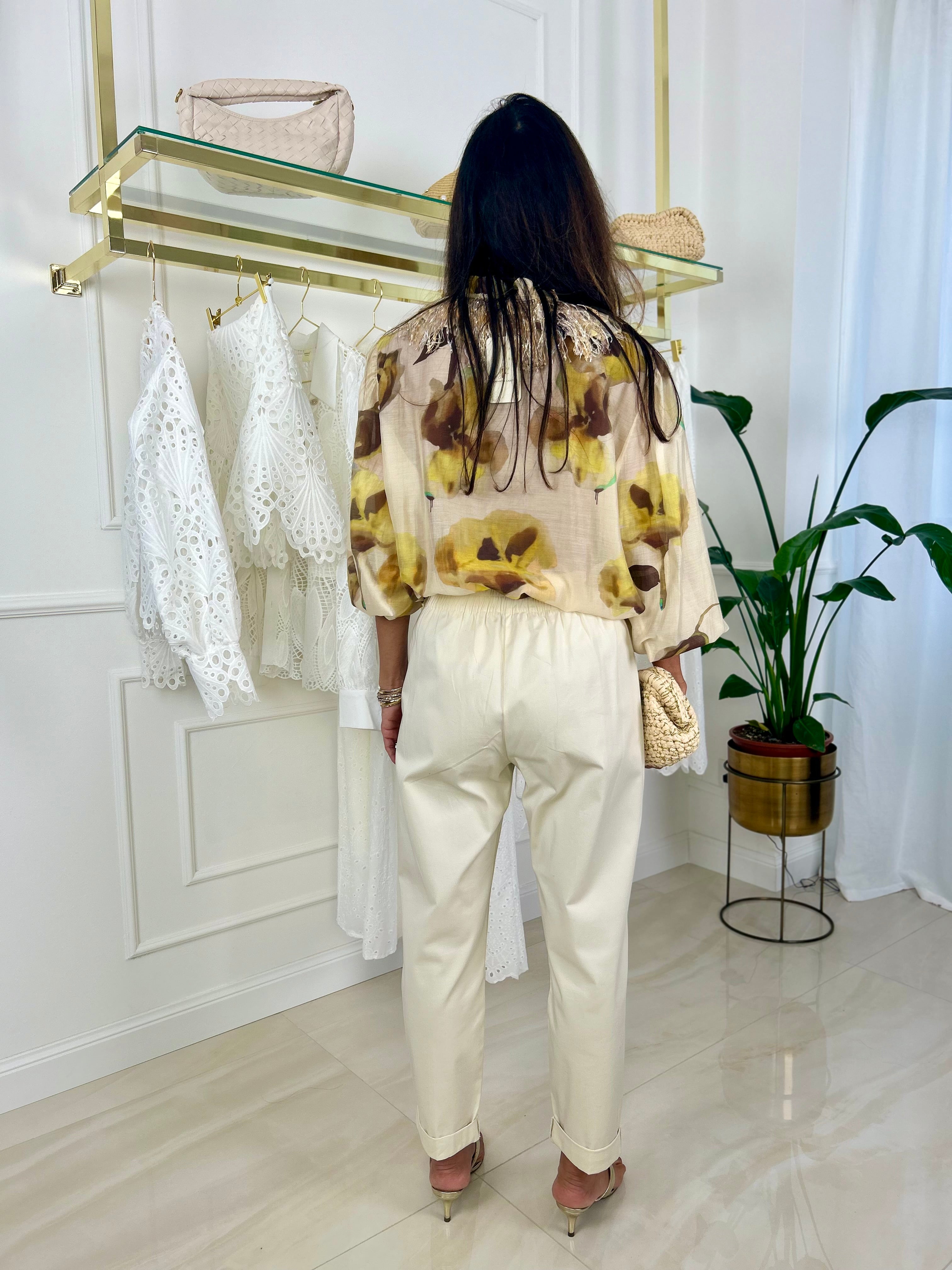 Pantalone cotone Monica - S / Panna-M / Panna-L / Panna