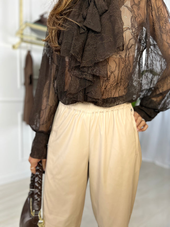 Pantalone similpelle Amanda - XS / Nude/beige-S / Nude/beige