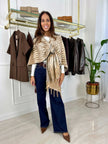 Poncho Anna - Nero-Beige