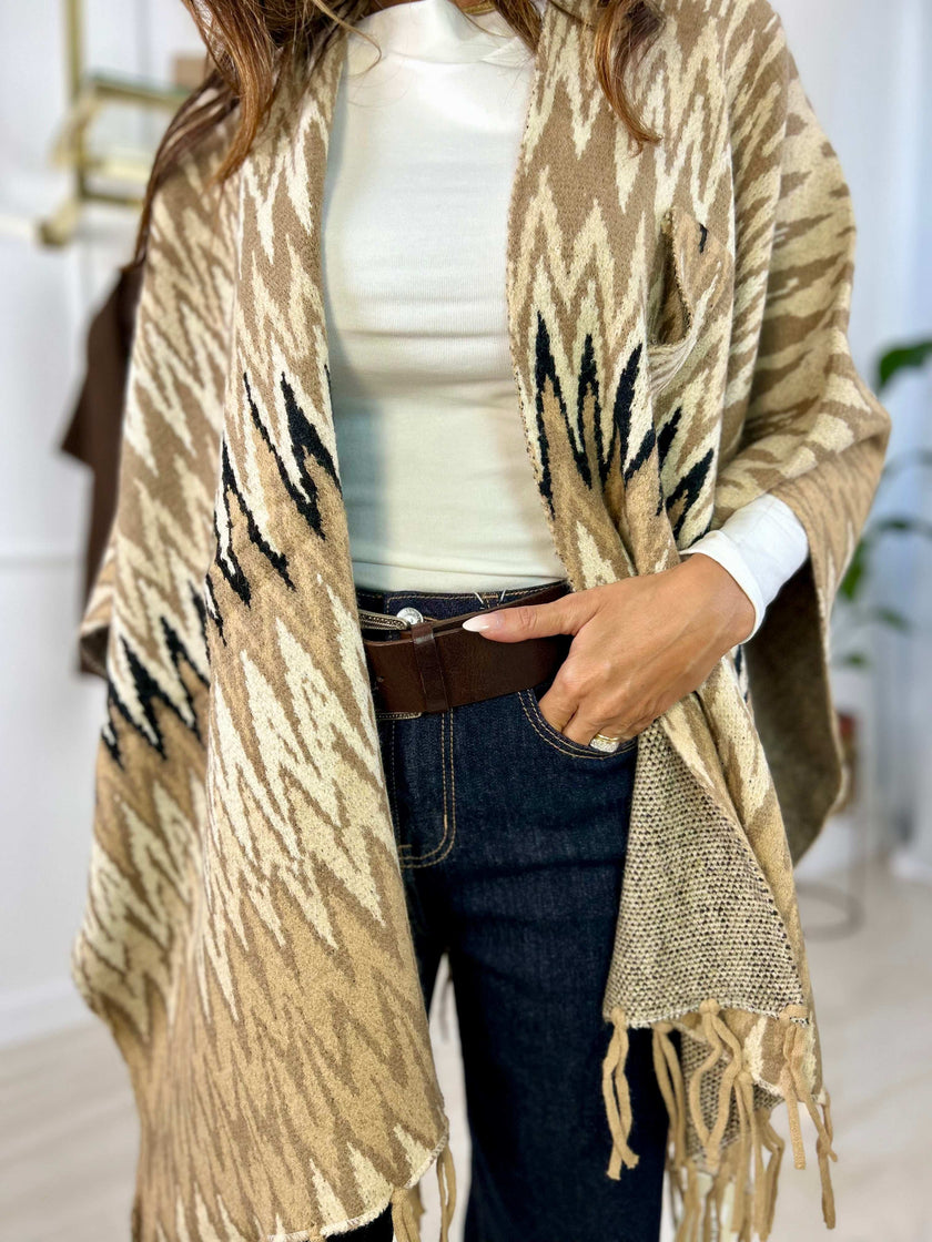 Poncho Anna - Nero-Beige