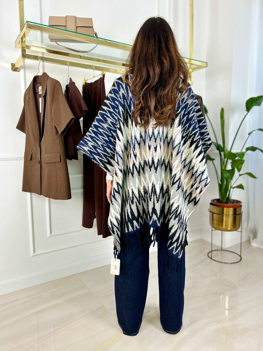 Poncho Anna - Nero-Beige