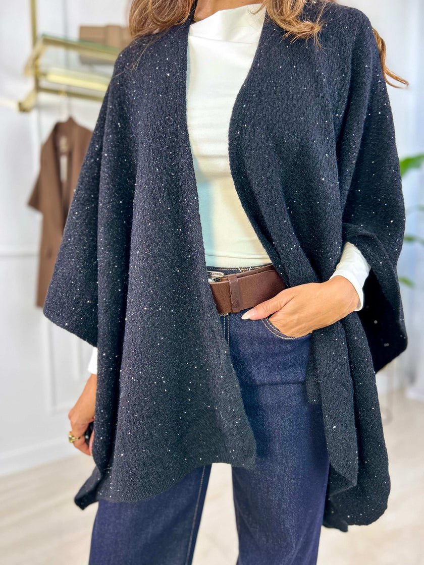 Poncho Emma - Nero-Grigio