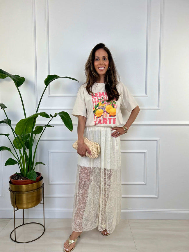 T-shirt limone - Panna / Taglia unica