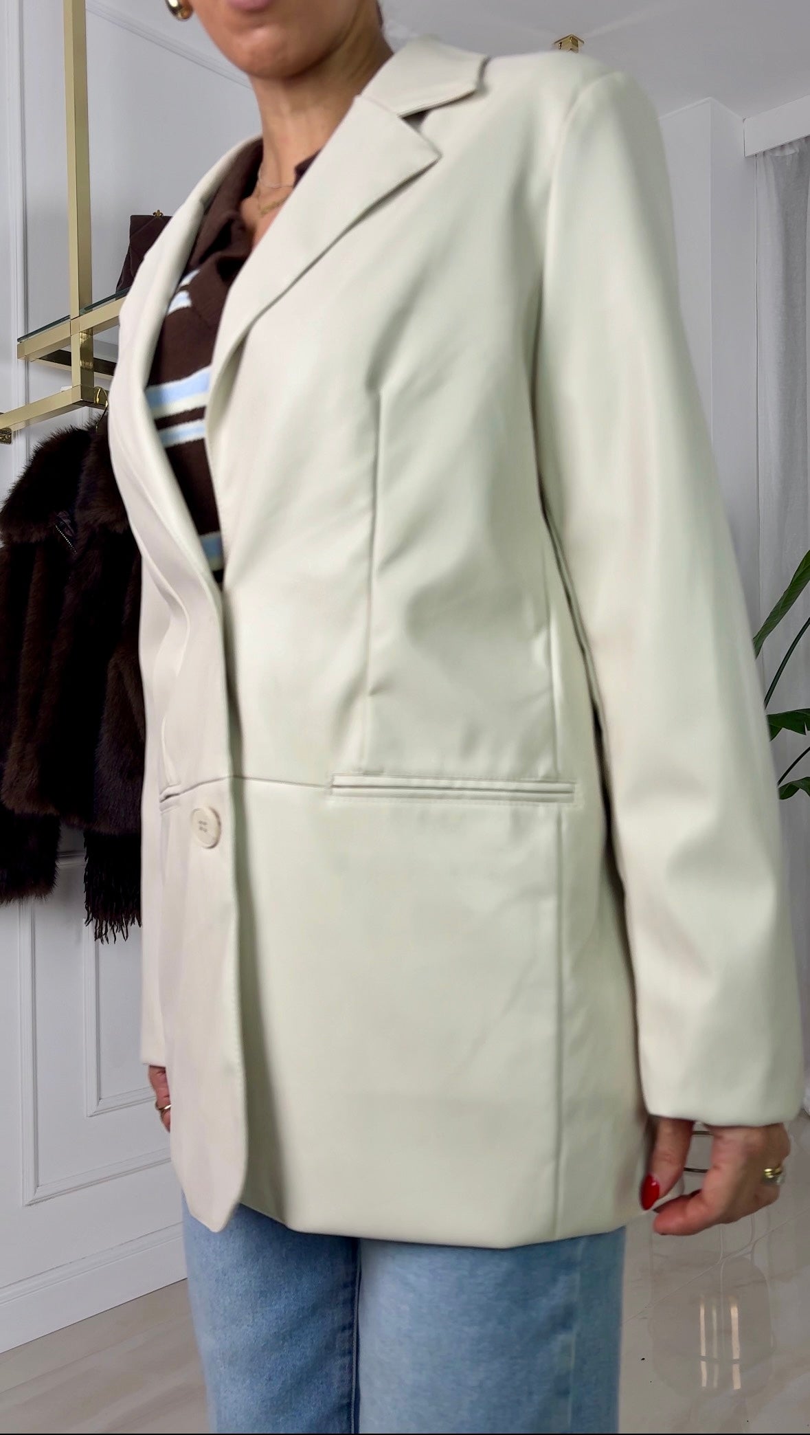 Blazer in similpelle Bianca
